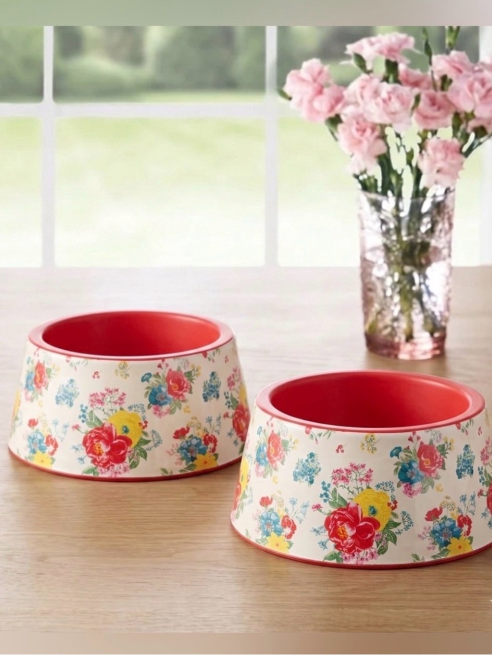 🌸 New Pioneer Woman Fancy Flourish 14 oz Pet Bowls, Qty 2